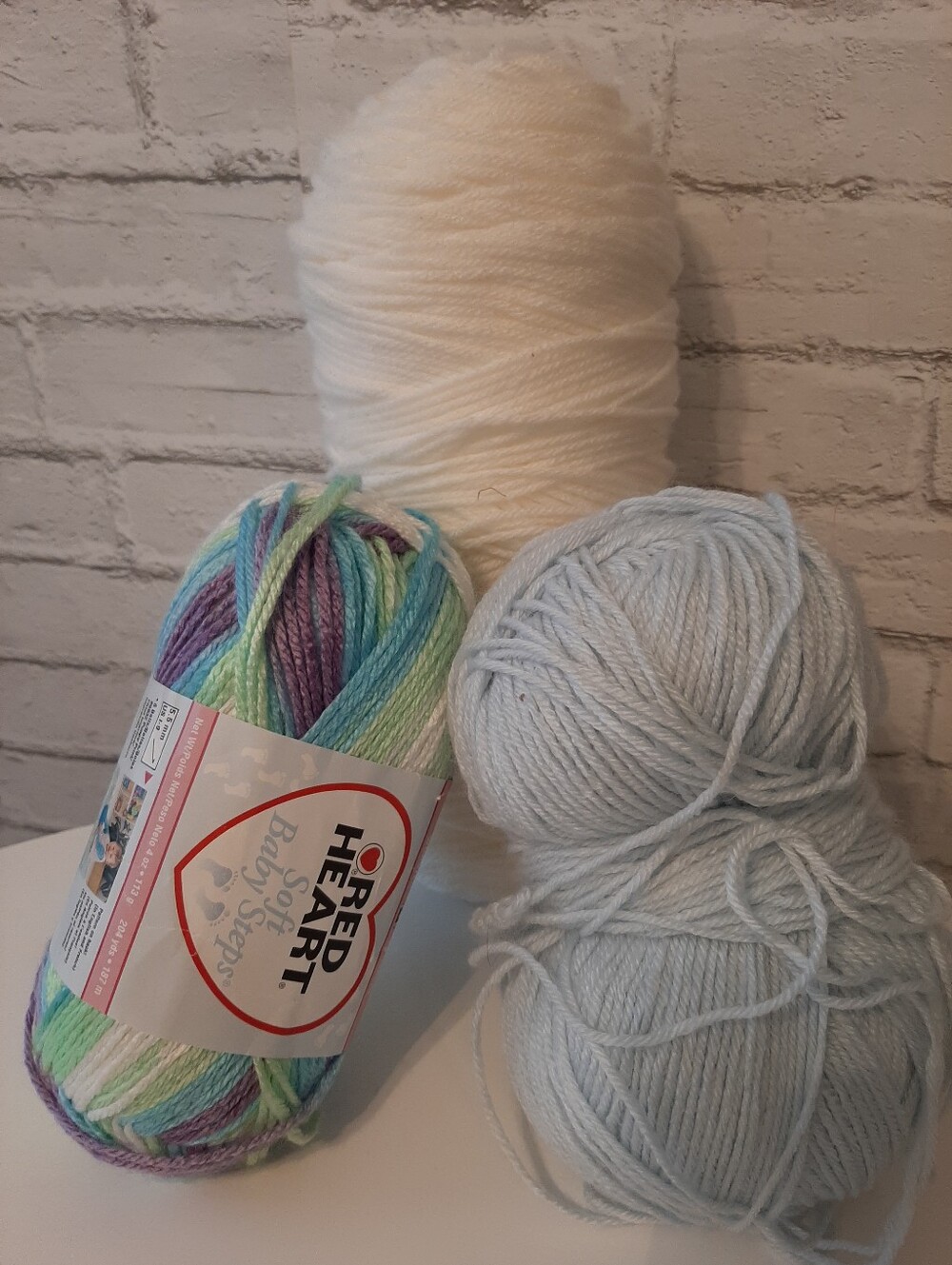 Soft Yarn Bundle - Pastel Multicolor, Baby Blue, Cream